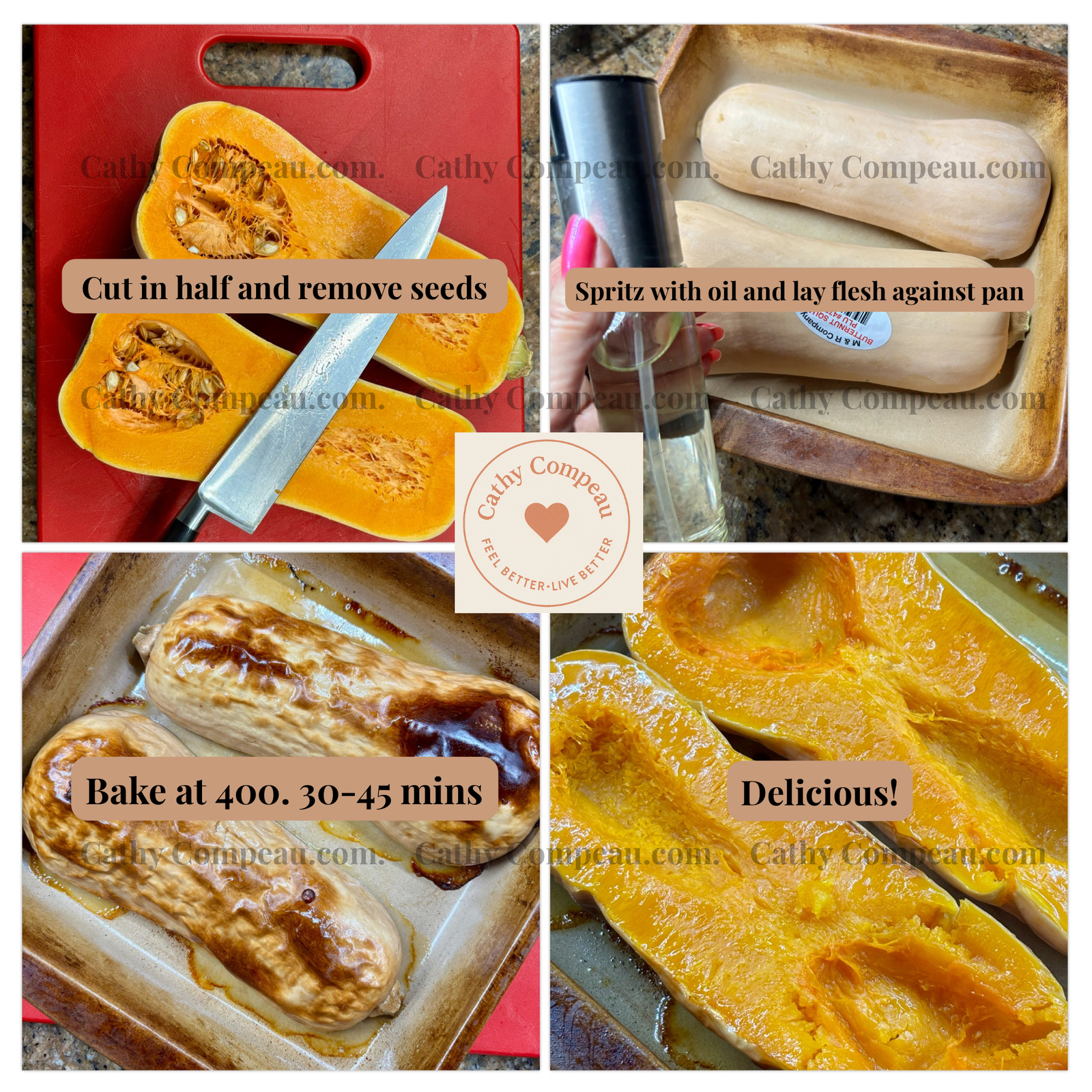 Step-by-step easy oven baked butternut squash