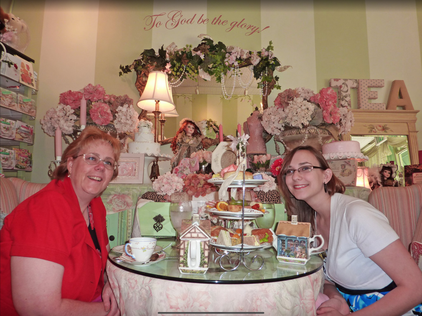 Mother daughter tea date. Sitting at a table in a beautiful tea restaurant.