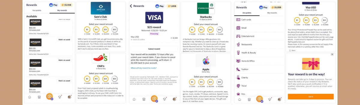 Fetch Rewards App gift cards for scanning receipts on your phone