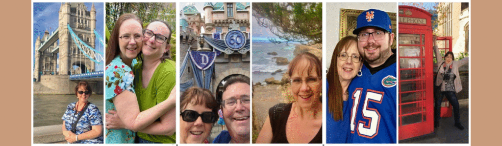 Midlife woman thriving with travel, family and health.