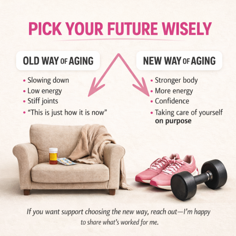Pick your future wisely. Old way and new way of aging graphic.
