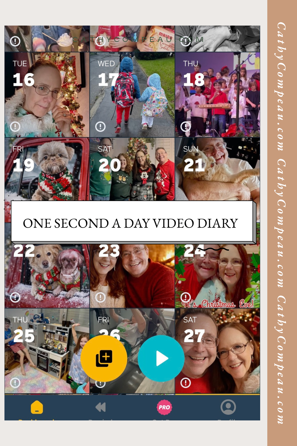 One second a day video diary app 1SE grid