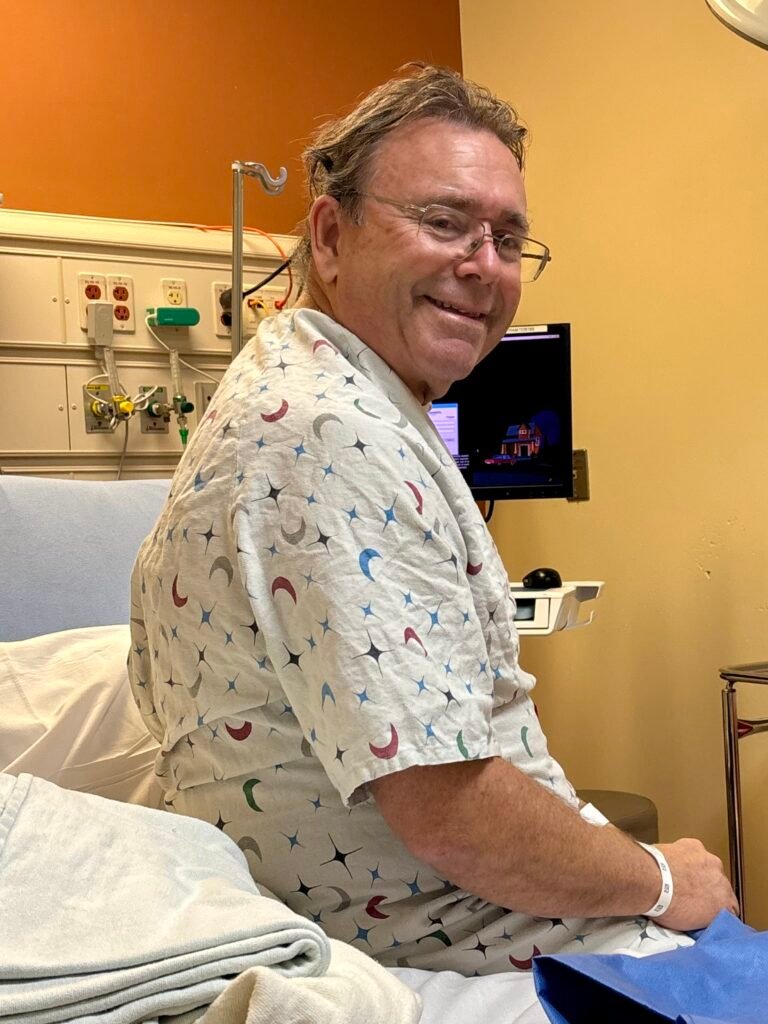 Man healing in the hospital bed