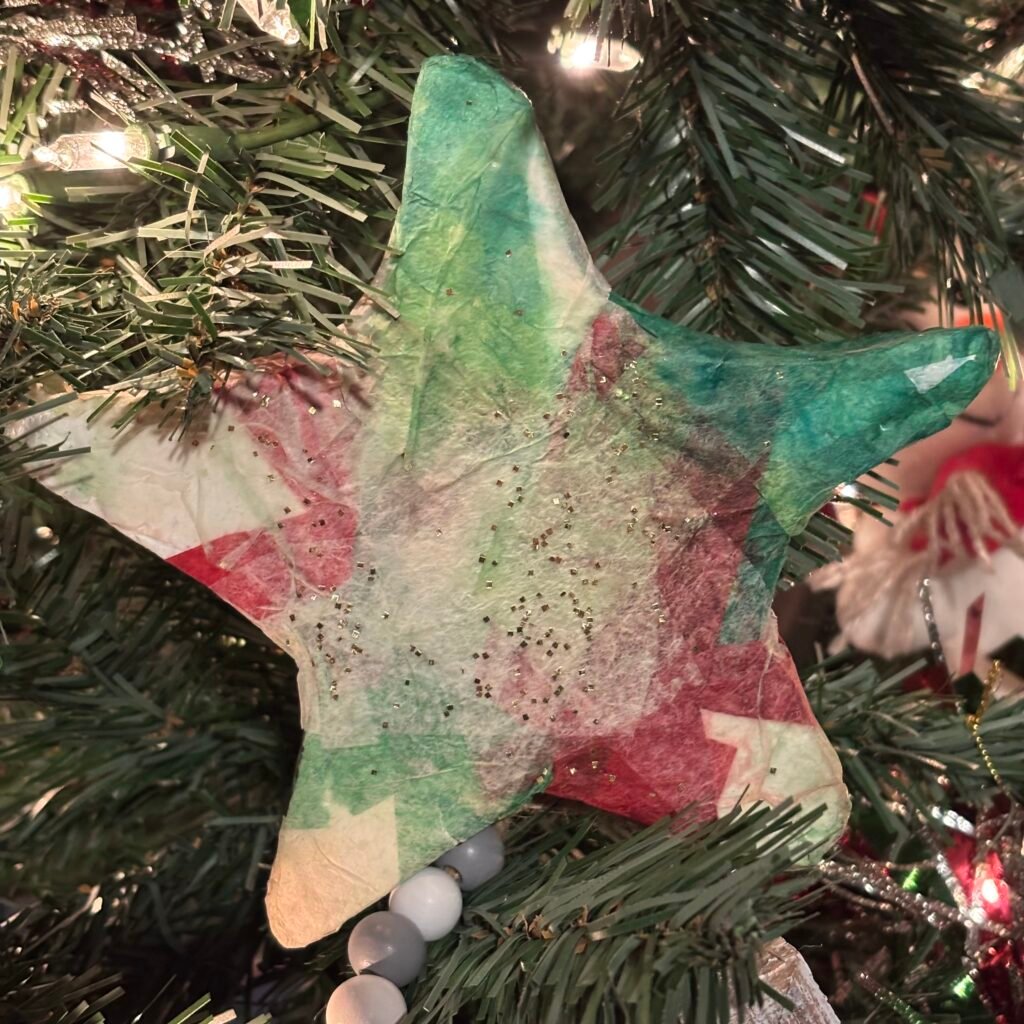 Childs handmade star Christmas ornament