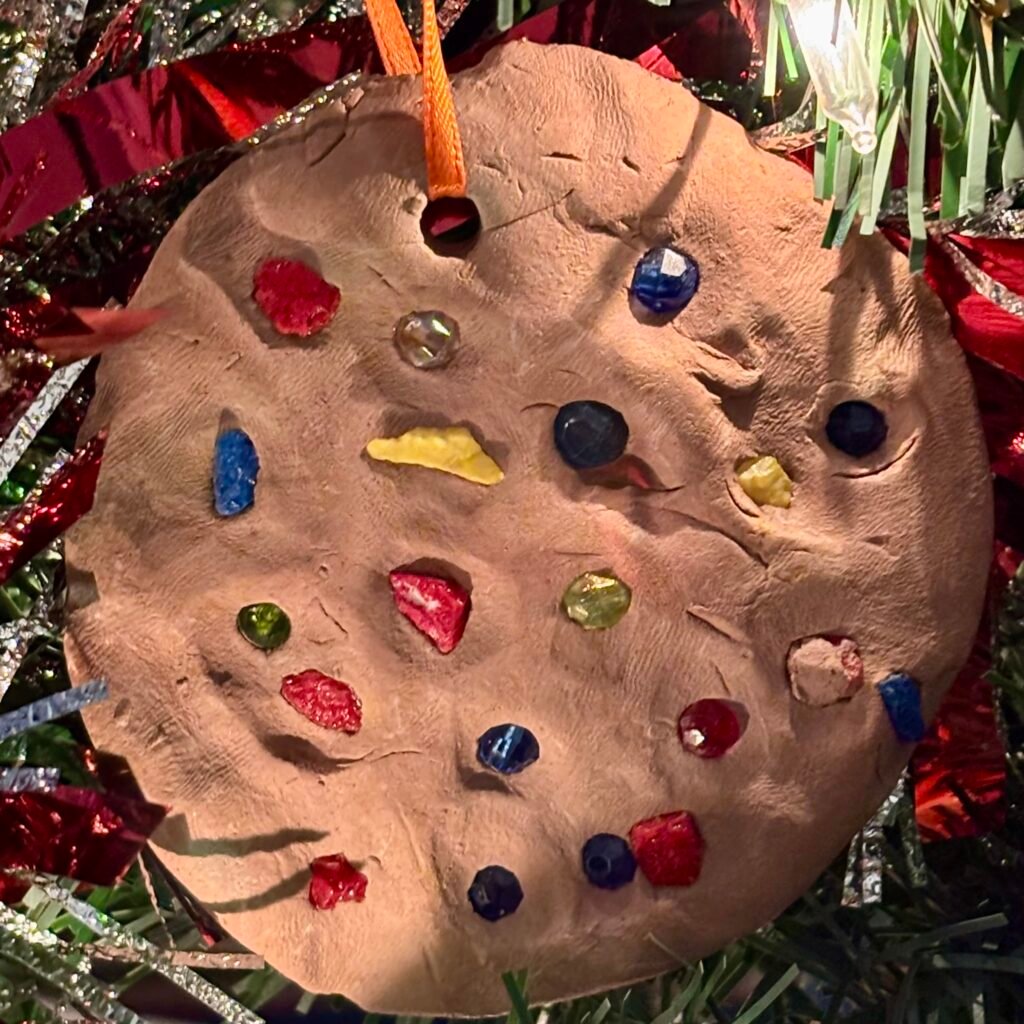 Clay Christmas ornament made by a kindergartner in 1991
