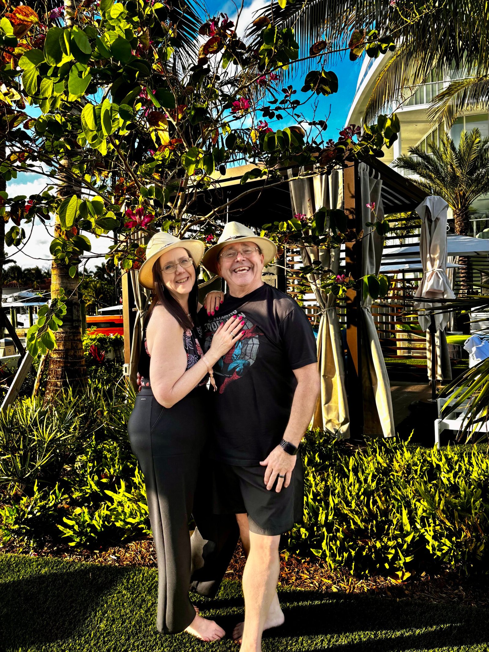 Midlife couple relaxing on vacation in Florida. 