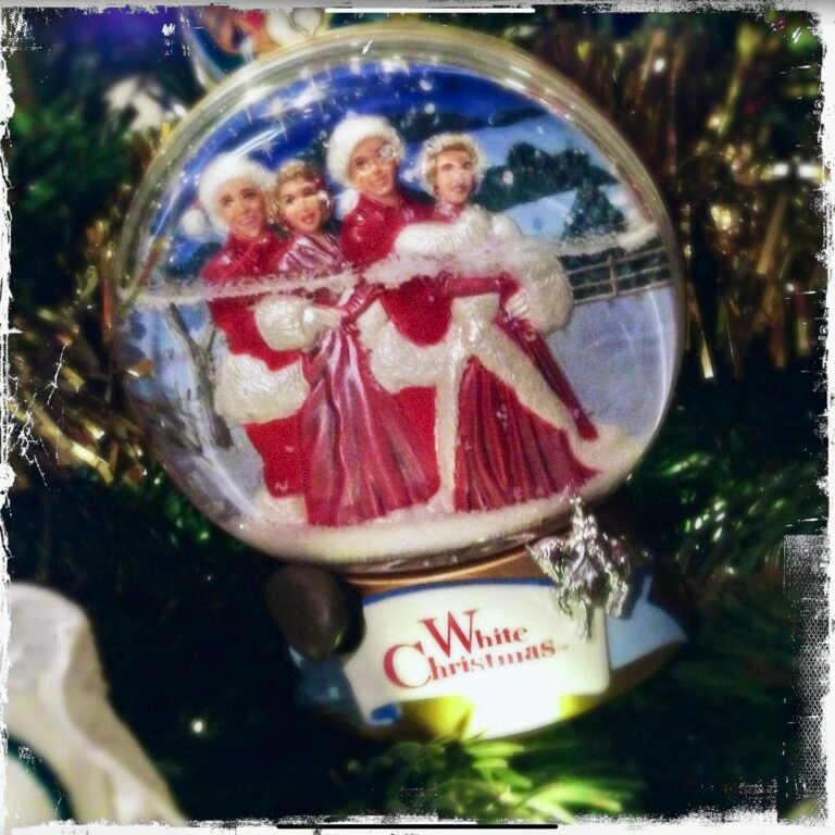 White Christmas musical ornament