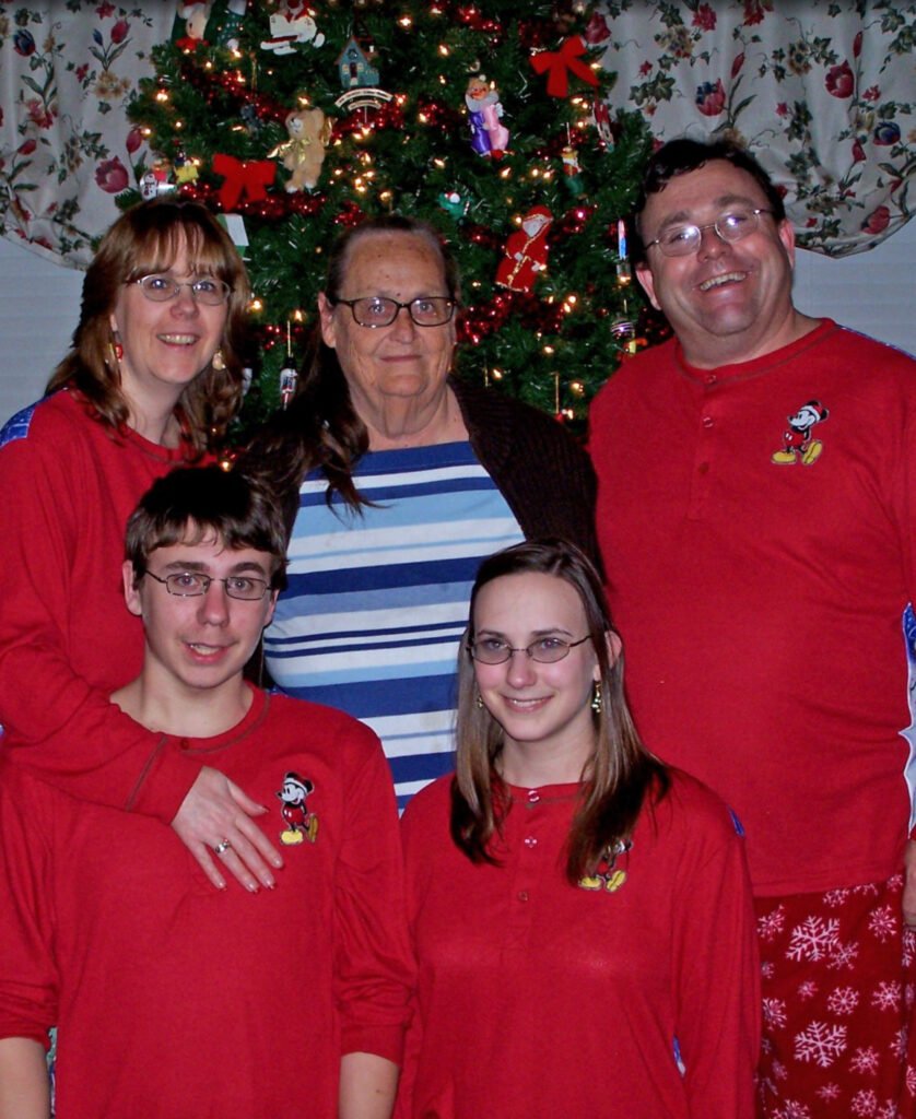 Grandma celebrating Christmas with her family