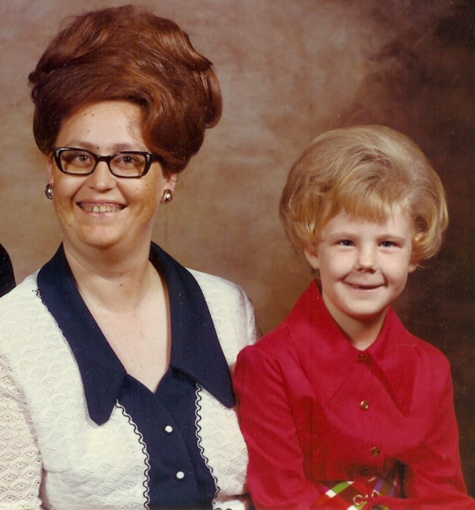 A girl and her mom with big hair do’s in the early 1970’s