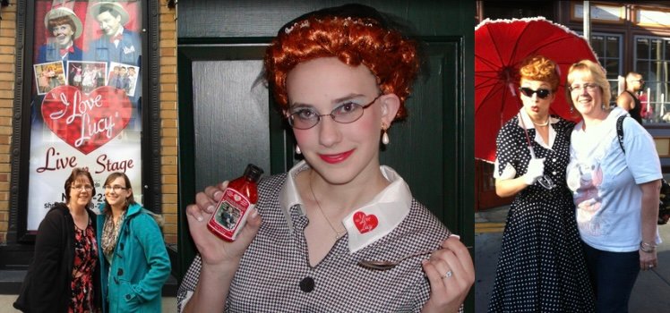 I love Lucy fan dressed as Lucy for Halloween.