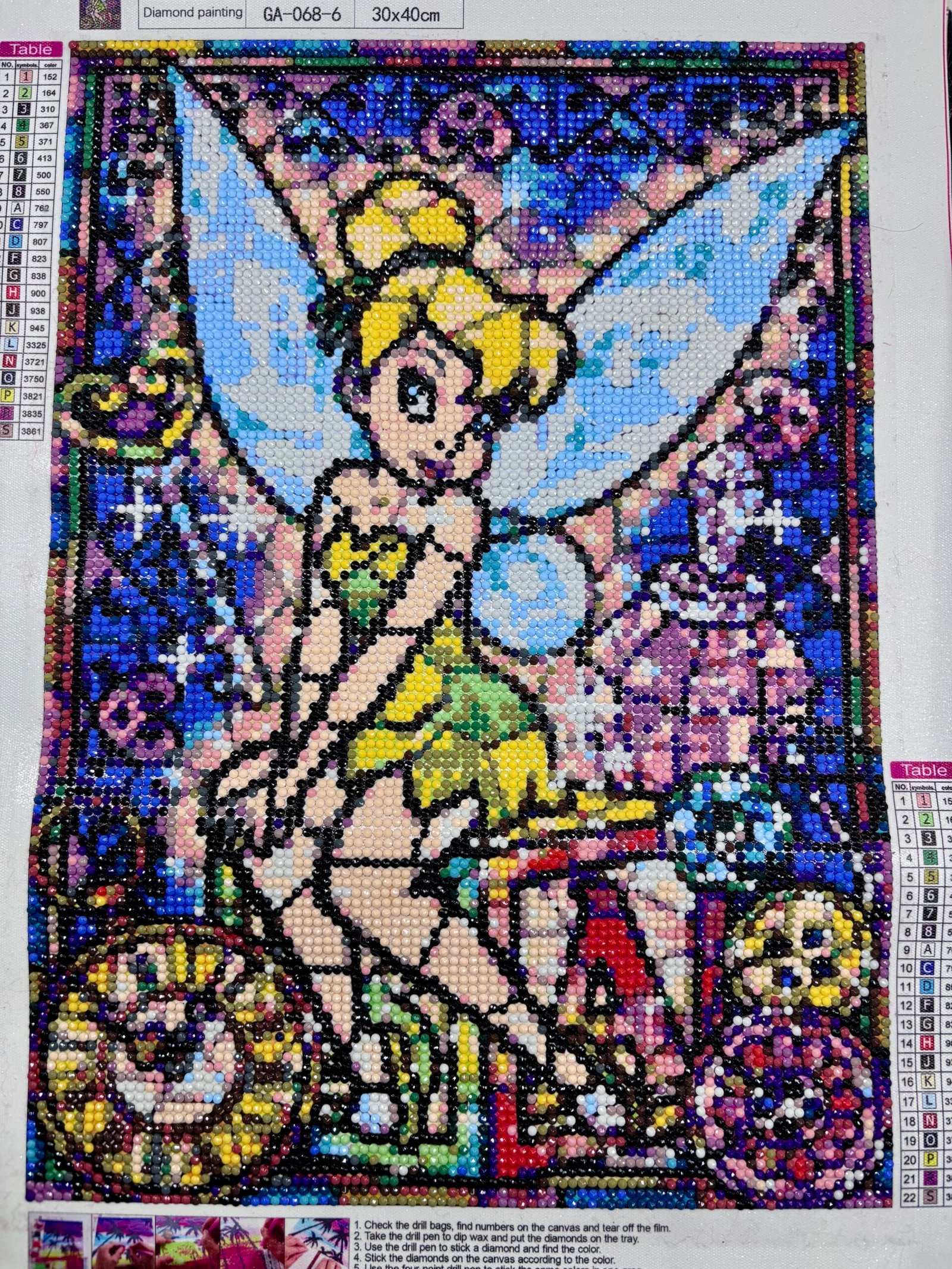 Completed Tinker Bell Diamond Art project.
