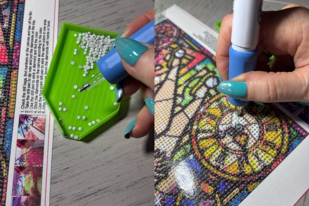 Making a diamond art project. 